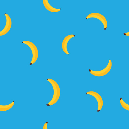 Seamless vector pattern of yellow bananas on a blue background. illustration vectorのイラスト素材