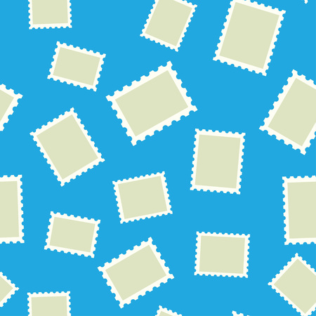 Seamless vector pattern of post stamp on a blue background. illustration vectorのイラスト素材