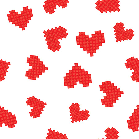 seamless pattern. Simple texture with chaotic hearts. vector illustrationのイラスト素材