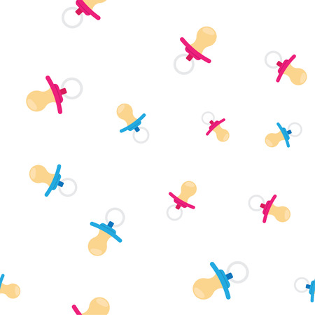 Baby pacifier, seamless pattern, on a white background. vector illustrationのイラスト素材