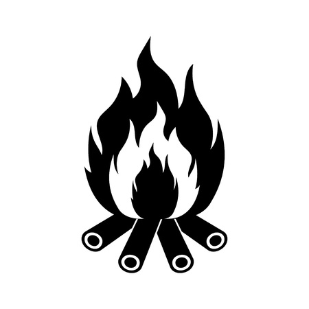 Bonfire with firewood, fire symbol isolated on white. Vector illustrationのイラスト素材