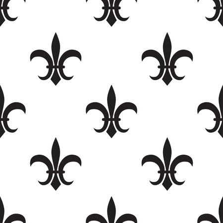 royal lily, Fleur de lis black pattern on white. Vector illustrationのイラスト素材