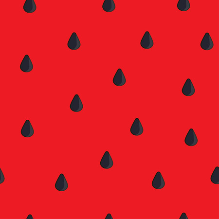 seamless pattern watermelon. Red background with black seeds. Vector illustration.のイラスト素材