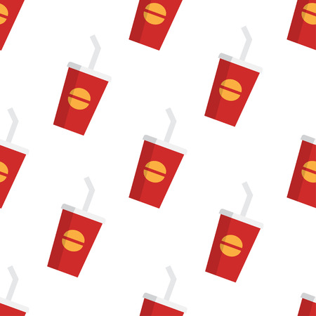 seamless pattern, fast food sweet soda drink, on white background. vector illustrationのイラスト素材