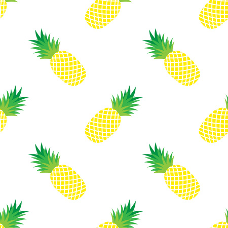 Seamless Pattern with Pineapples on the white background, vector illustrationのイラスト素材