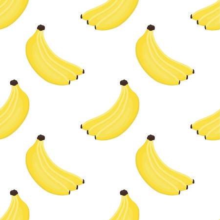 Seamless vector pattern of yellow bananas on a white background, yellow fruit, tropical fruit on bright backgroundのイラスト素材