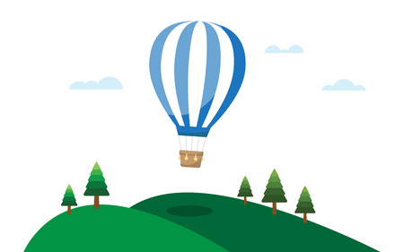 Hot air balloons and clouds in the sky. Vector illustrationのイラスト素材