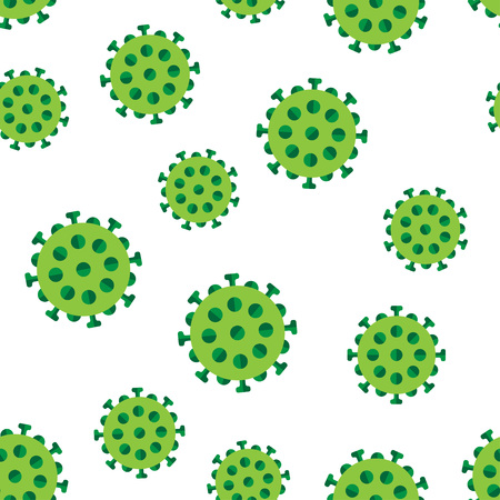 Bacteria virus in green colors seamless pattern. Vector illustrationのイラスト素材