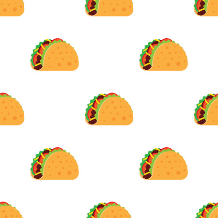 Tacos seamless pattern. Mexican food. vector illustrationのイラスト素材