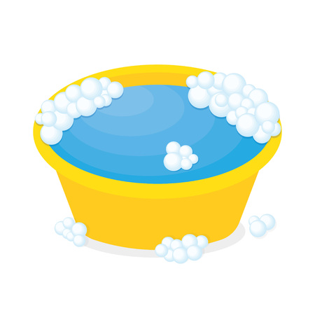 Plastic basin with soap suds.のイラスト素材