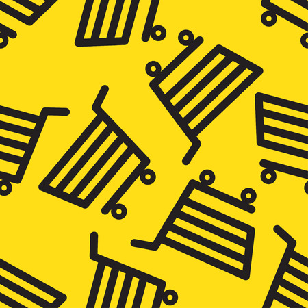 shopping trolley, grocery cart. Seamless pattern Vector illustrationのイラスト素材