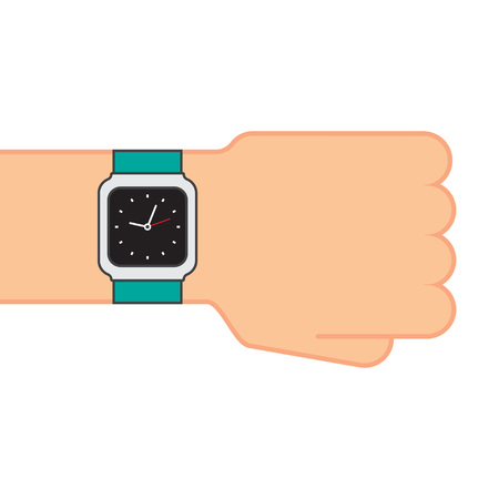 Smart watch on hand on white background. Wristwatch. Vector illustrationのイラスト素材