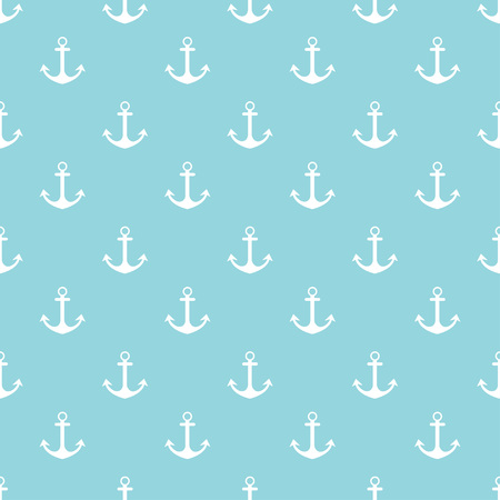 pattern with anchors on blue striped background, seamless marine background with anchorsのイラスト素材