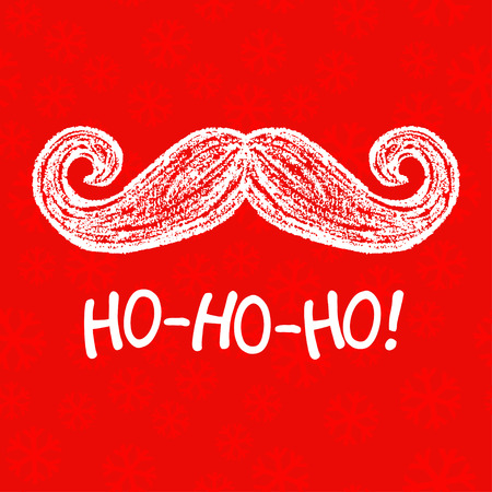Santa moustache and Ho-Ho-Ho words. Christmas poster design, Vector illustrationのイラスト素材