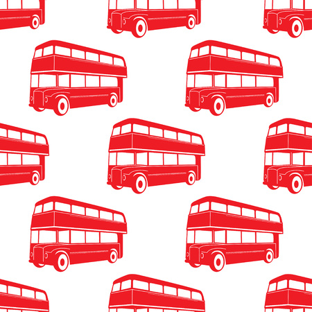British pattern with double deck red bus. City public transport vector illustration.のイラスト素材