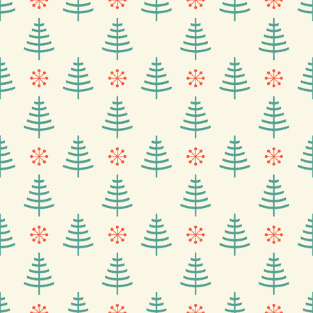 Seamless pattern with Christmas tree and snowflake for winter holidays design, geometric monochrome winter.のイラスト素材