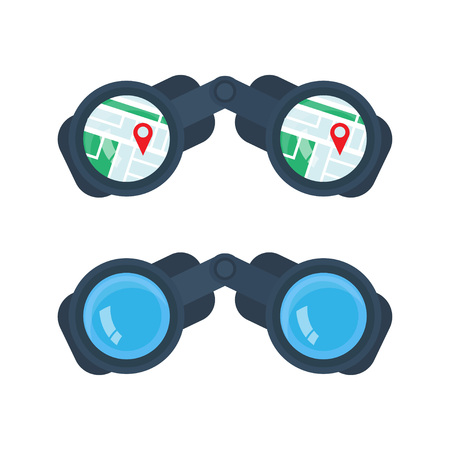 Modern binoculars isolated on white background, Vector illustrationのイラスト素材