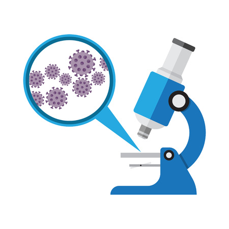 Microscope. Laboratory equipment, research with microbes in microscope, vector illustrationのイラスト素材