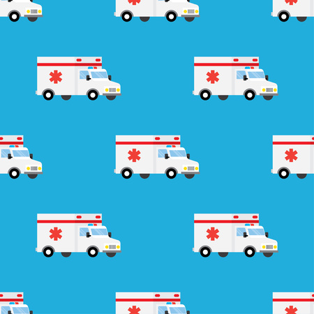 Ambulance, first aid car seamless patternのイラスト素材