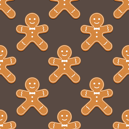 Gingerbread man. Christmas cookies. Seamless pattern Vector illustrationのイラスト素材