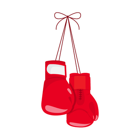 Hanging boxing gloves on white background, vector illustration.のイラスト素材