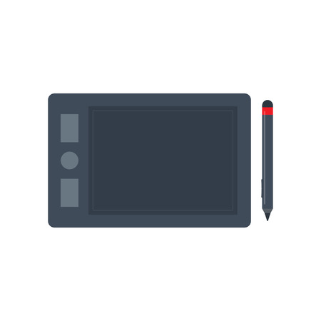 Graphic tablet and pen icon. Vector illustration.のイラスト素材
