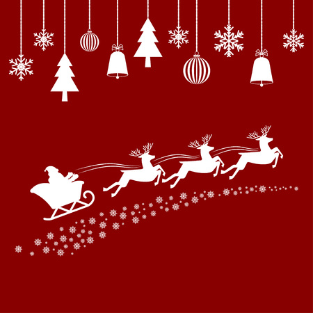 Santa Claus flying in a sleigh with reindeer vector illustrationのイラスト素材