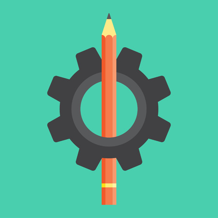 Pencil in the gear icon vector illustrationのイラスト素材