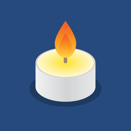 Tea candle icon. Floating candle, vector illustration on blue background.のイラスト素材
