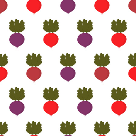 pattern with different colored beets, background with multicolored cute vegetables