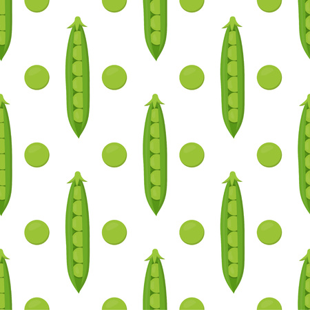 pattern with green peas and pod on white backgroundのイラスト素材