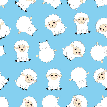 pattern with funny sheep on blue, background before Easter or any other eventのイラスト素材