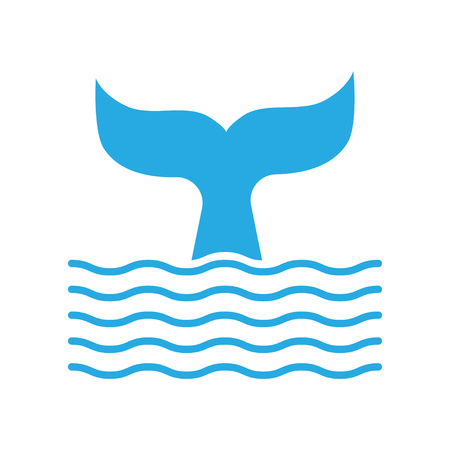Abstract symbol of whale tail and sea wave. Vector illustrationのイラスト素材
