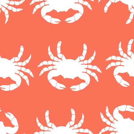 simple seamless pattern with crab on red, wallpaper with sea faunaのイラスト素材