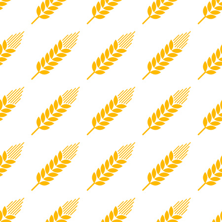Wheat seamless pattern, stylized elegant linear ears golden on white color,のイラスト素材