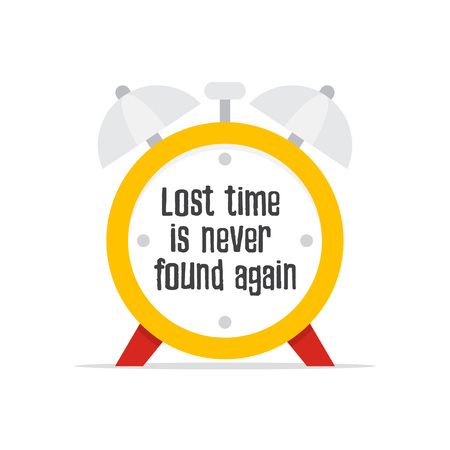 Lost time is never found again. Quote with clock background.のイラスト素材