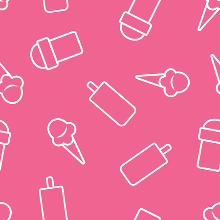 Seamless pattern with different types of ice cream. Vector illustrationのイラスト素材