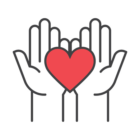 Heart in hands. Fundraising Symbols. Donation Centre. Vector Illustration on white background.のイラスト素材