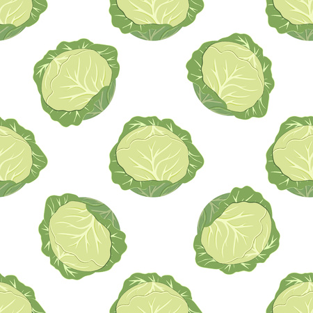 seamless pattern of green cabbage, vegetable wallpaper, background with vegetarian foodのイラスト素材