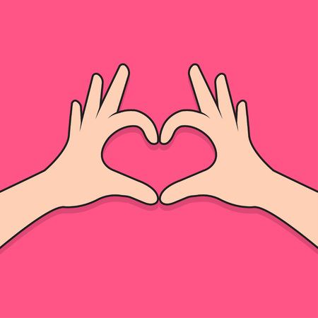 Hands making heart shape. Valentines day. Vector illustrationのイラスト素材