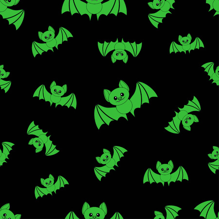 halloween seamless pattern with bat on dark background, wallpapers with magical halloween creaturesのイラスト素材