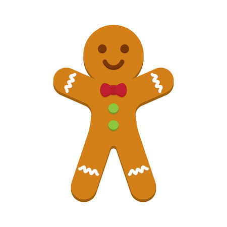 Gingerbread man icon. Christmas cookie in shape of man. Vector illustration