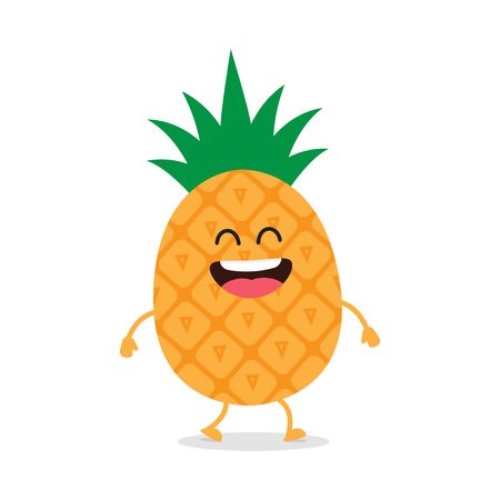 Funny pineapple, comic characters Vector illustrationのイラスト素材