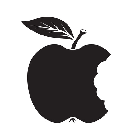 Bite apple icon. Black silhouette. Vector illustrationのイラスト素材