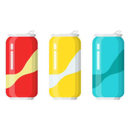 Set of drinks in aluminum cans. Vector, illustration isolated on white backgroundのイラスト素材