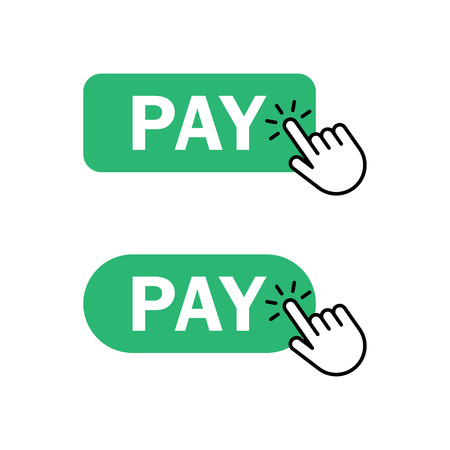 Finger push on pay button icon. Concept security payment of online shopping. Vector illustrationのイラスト素材