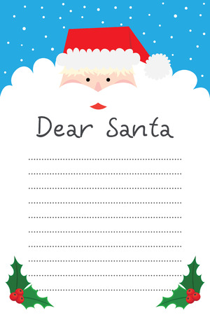 Dear Santa. Hand with pen. Writing letter to santa claus. Space for text. Vector illustrationのイラスト素材