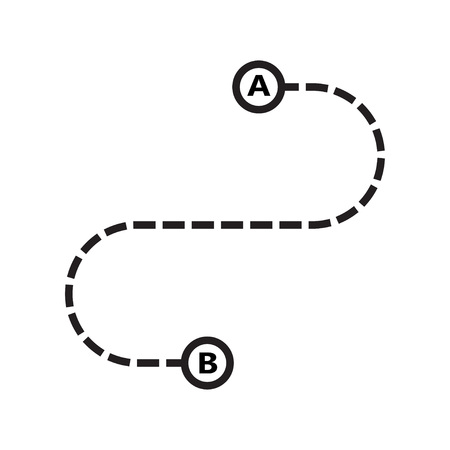 Simple route. Route location icon isolated on white background. Concept start and end journey. Vector illustrationのイラスト素材