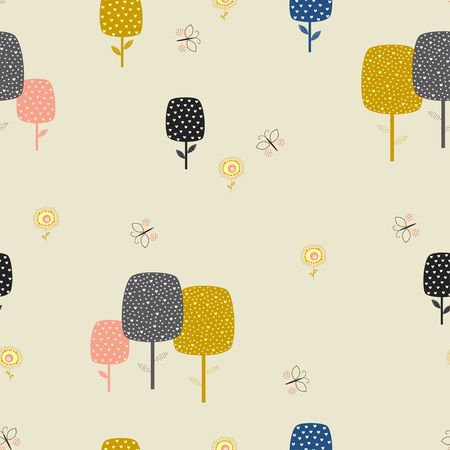 seamless floral pattern in scandinavian styleのイラスト素材