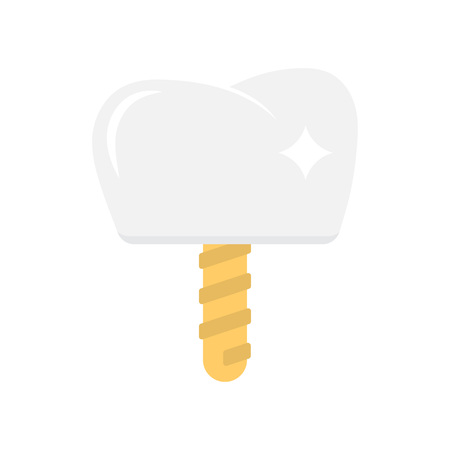 Dental tooth implant. Implantation dentistry and care to teeth. Flat style vector illustrationのイラスト素材